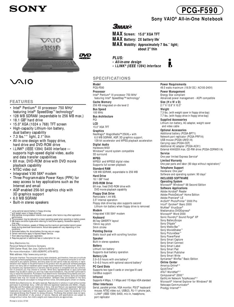 Sony VAIO PCG-F590 Manuel utilisateur