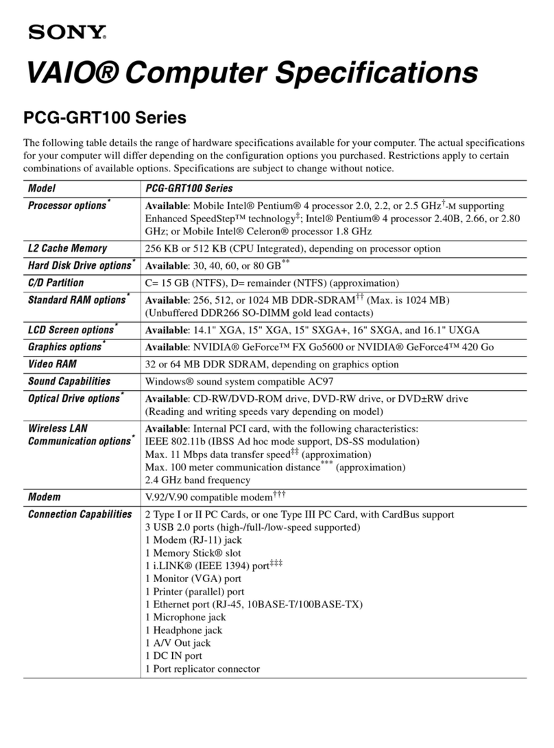 Sony Vaio PCG-GRT100 Series Manuel utilisateur