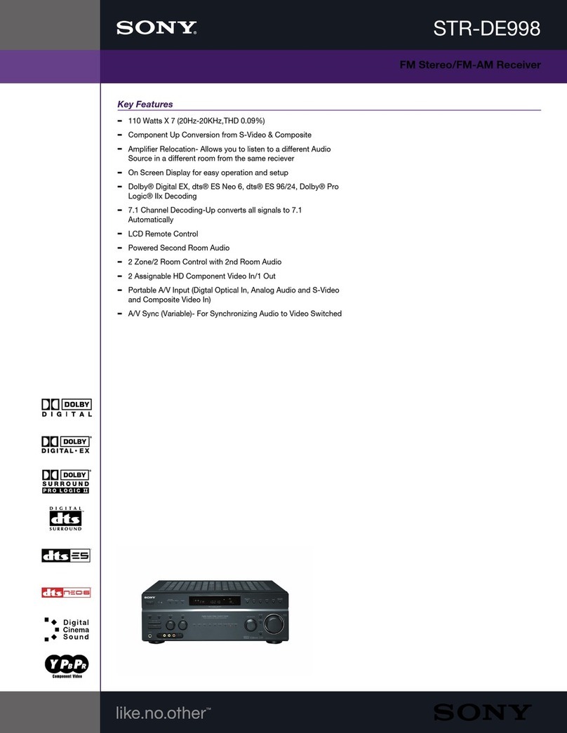 Sony STR-DE998 - A/v Receiver Manuel utilisateur Sony STR-DE998 - A/v Receiver Manuel utilisateur