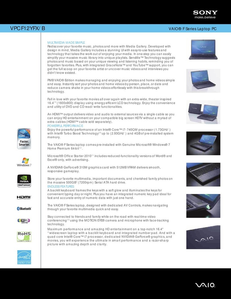 Sony VPCF12YFX Manuel utilisateur