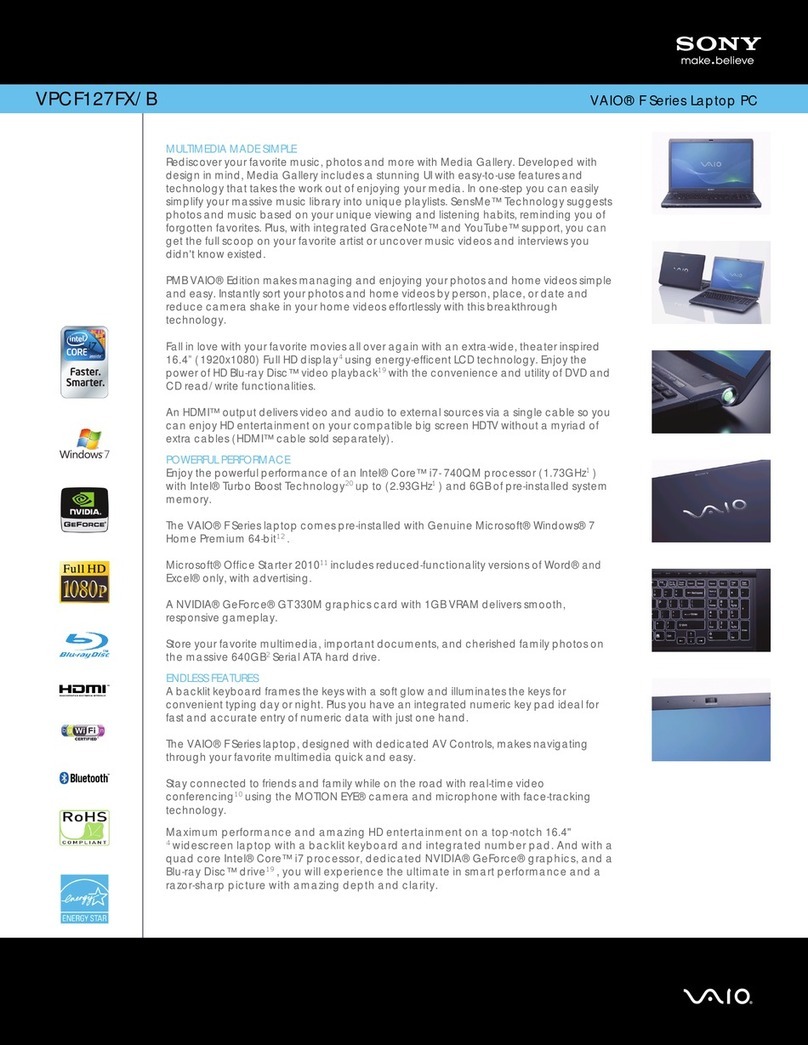 Sony VAIO VPCF127FX Manuel utilisateur