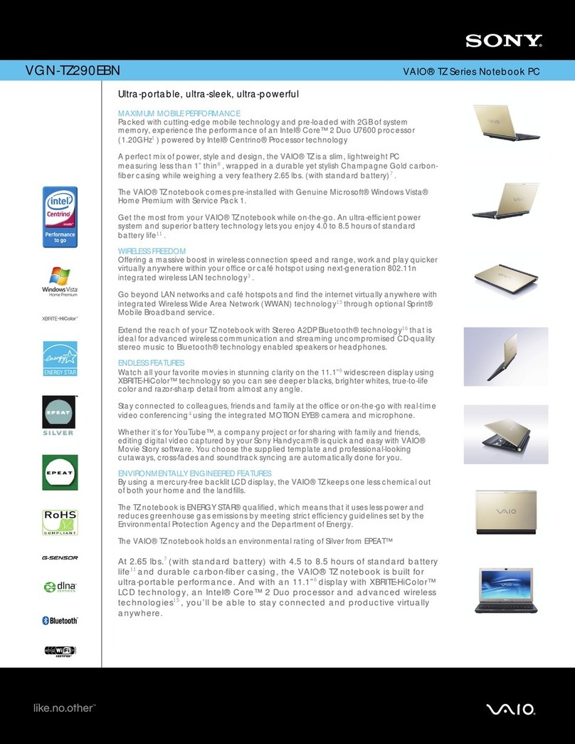 Sony VAIO VGN-TZ290EBN Manuel utilisateur