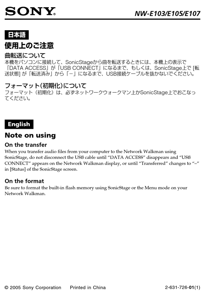 Sony NW-E103 - Network Walkman Guide de démarrage rapide