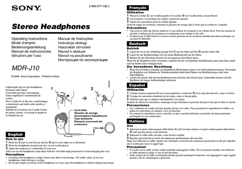 Sony MDR-J10 Manuel utilisateur