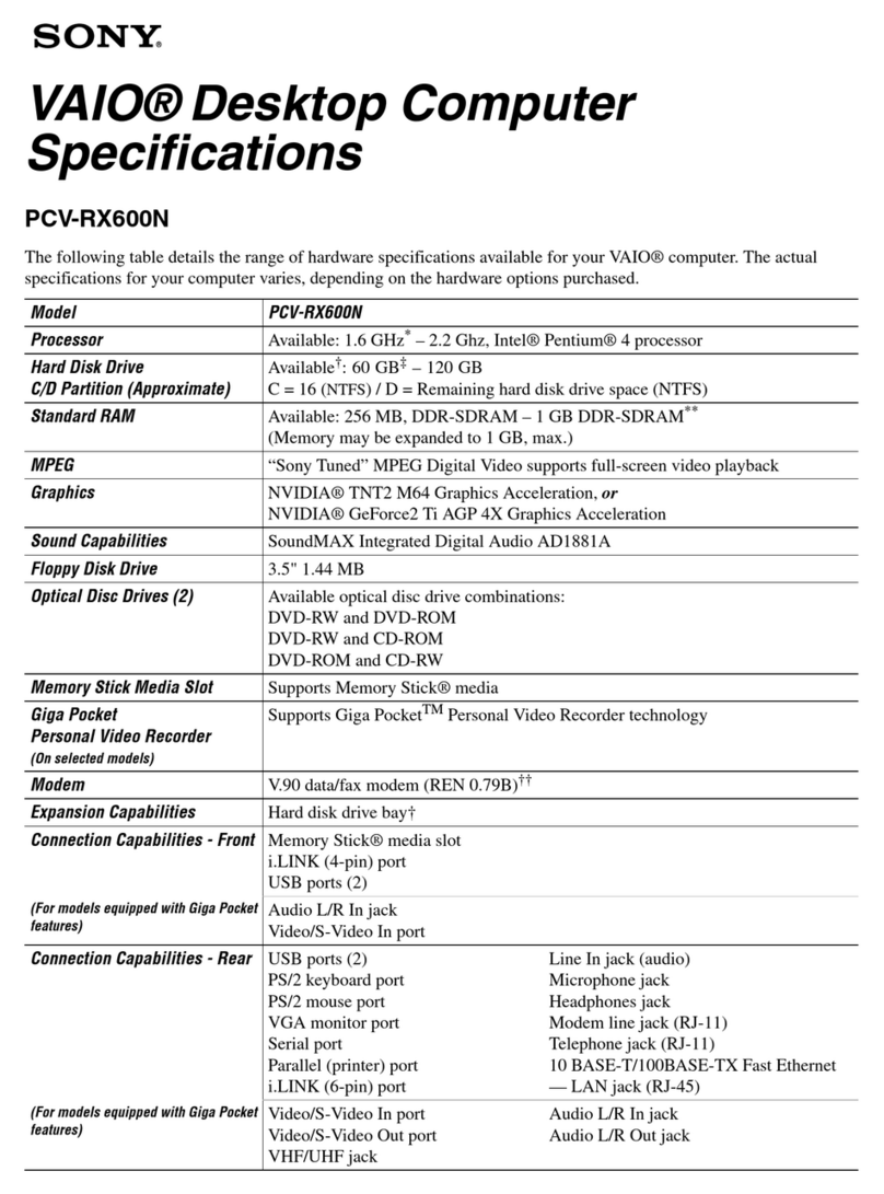 Sony PCV-RX600N Manuel utilisateur