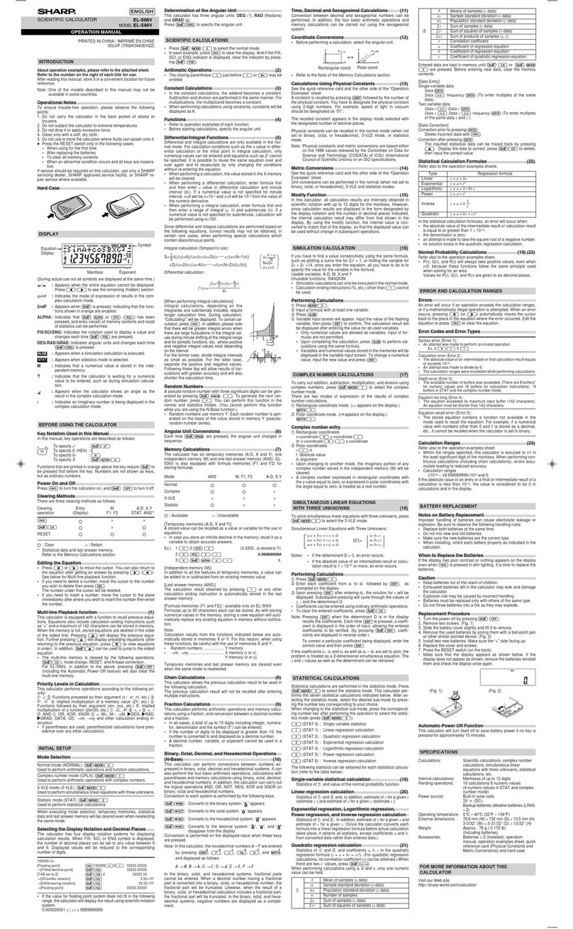 Sharp EL-506V Manuel utilisateur