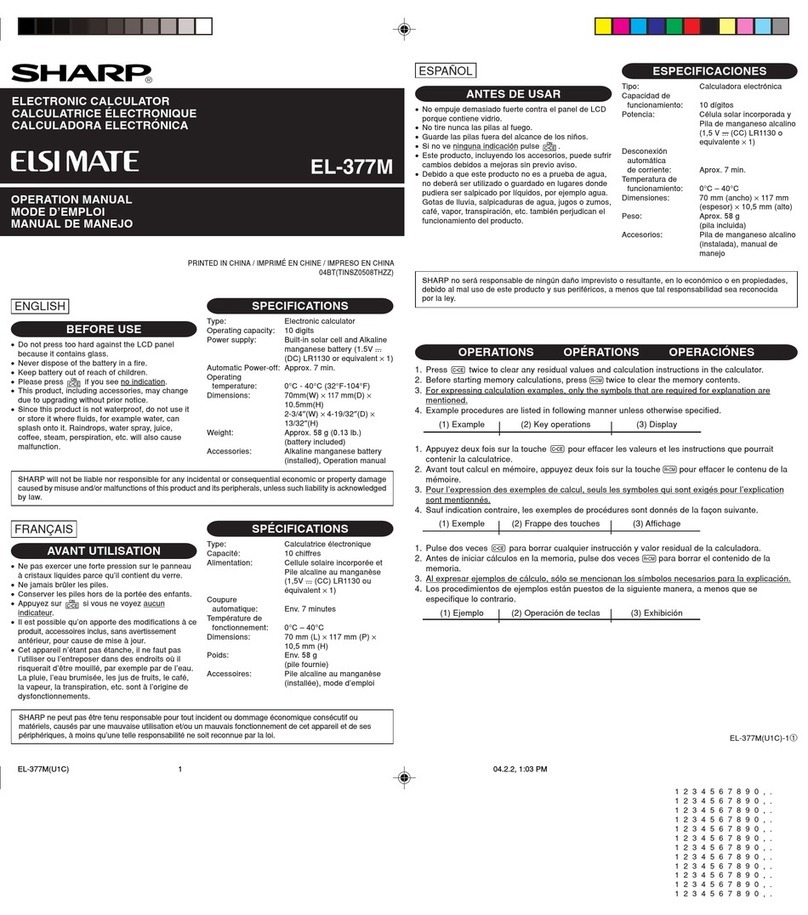 Sharp EL-337M Manuel utilisateur