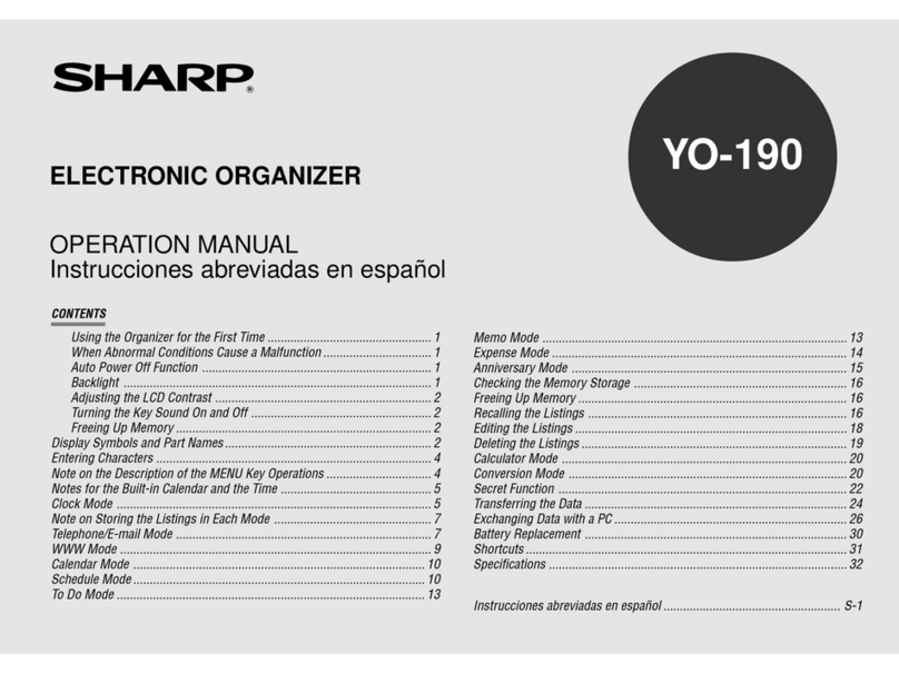 Sharp YO-190P Manuel utilisateur