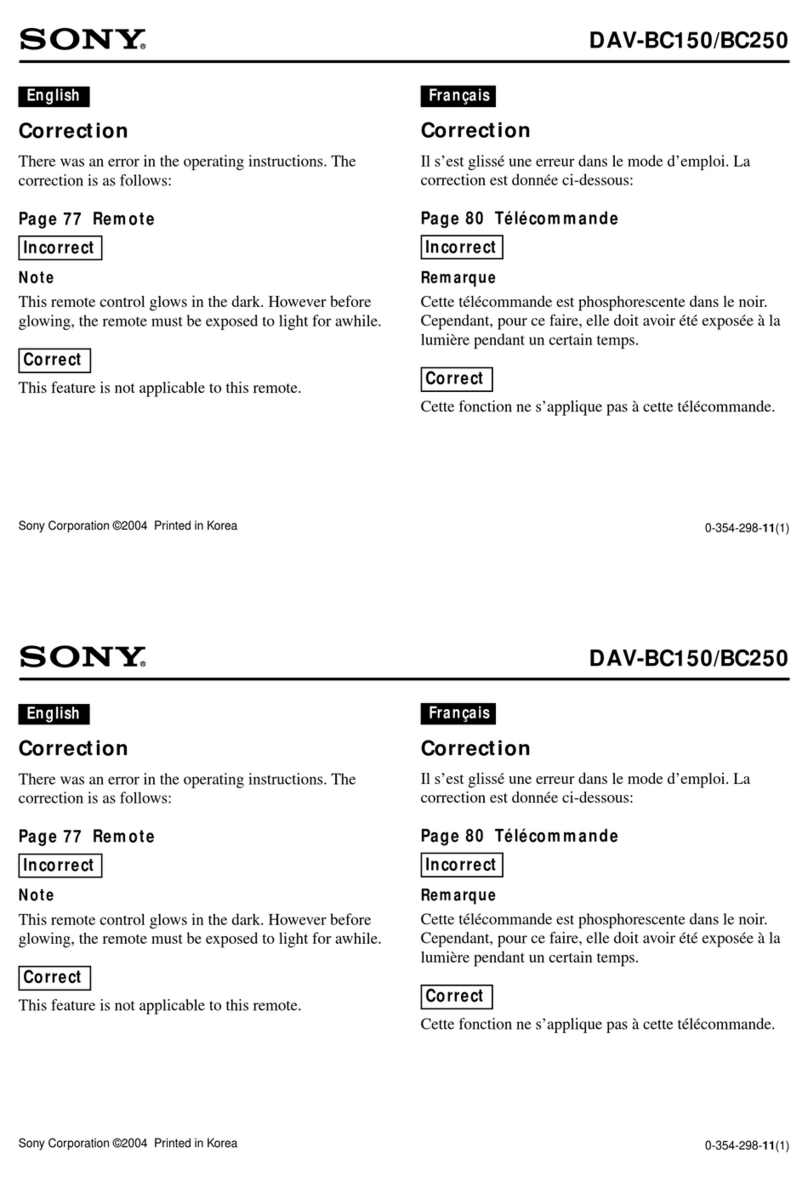Sony DAV-BC150 - Dvd Home Theater System Manuel utilisateur