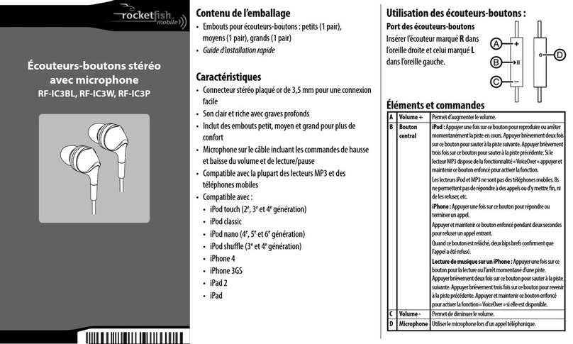 Rocket Fish RF-IC3BL Manuel d'installation et d'exploitation