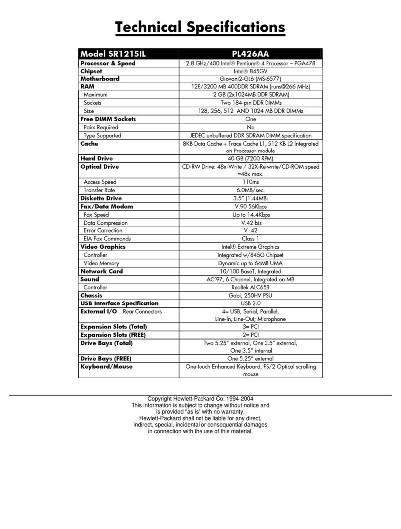 HP Presario SR1200 - Desktop PC Manuel utilisateur