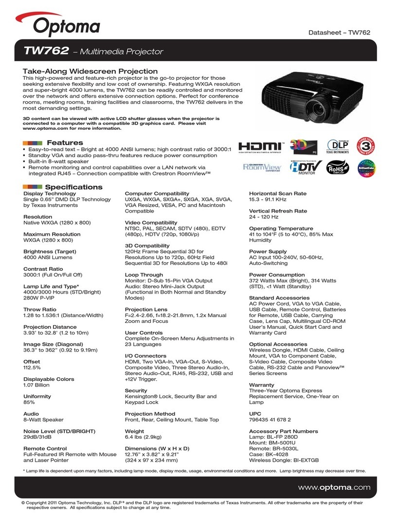 Optoma TW762 Manuel utilisateur
