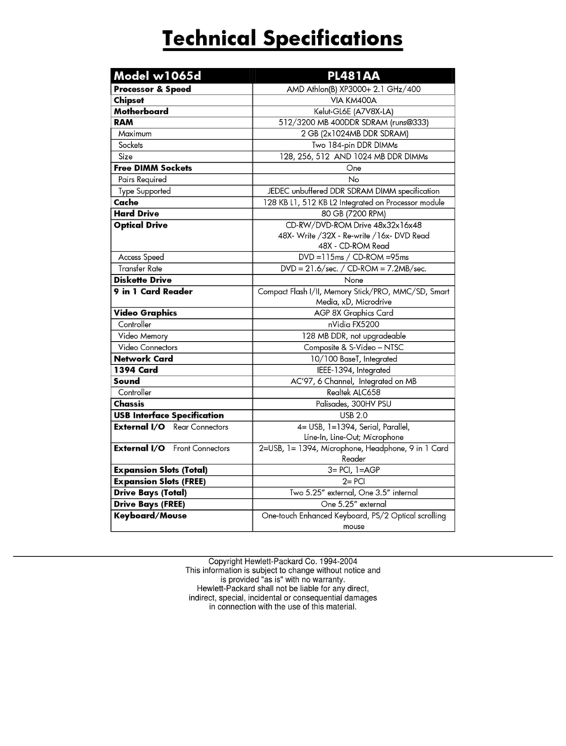 HP Pavilion w1000 - Desktop PC Manuel utilisateur