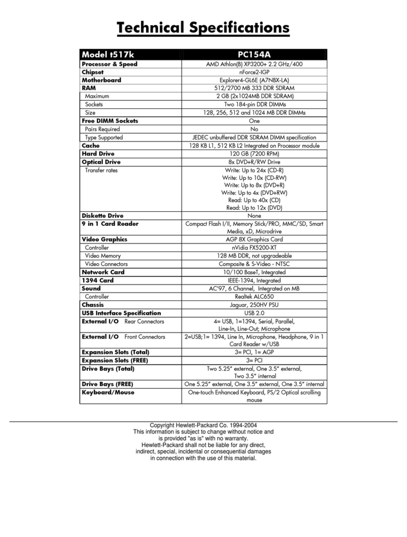 HP Pavilion t500 - Desktop PC Manuel d'instructions