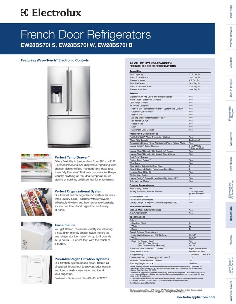 Electrolux EW28BS70IS - Refrigerator With Wave-Touch... Manuel utilisateur