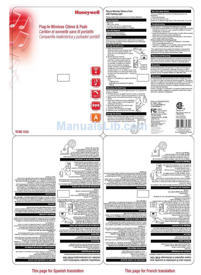 Honeywell RCWL105A Manuel utilisateur
