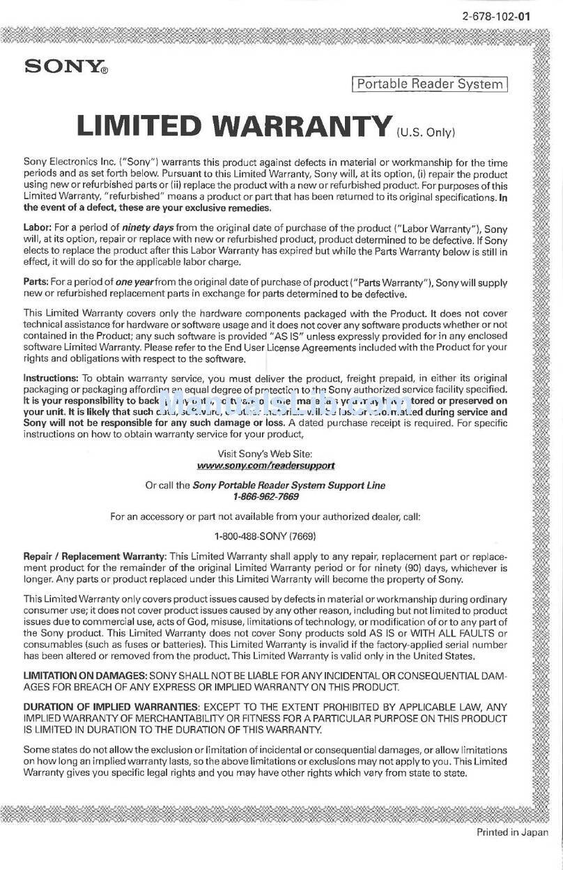 Sony PRS-505/LC - Portable Reader System Manuel d'utilisation et d'entretien