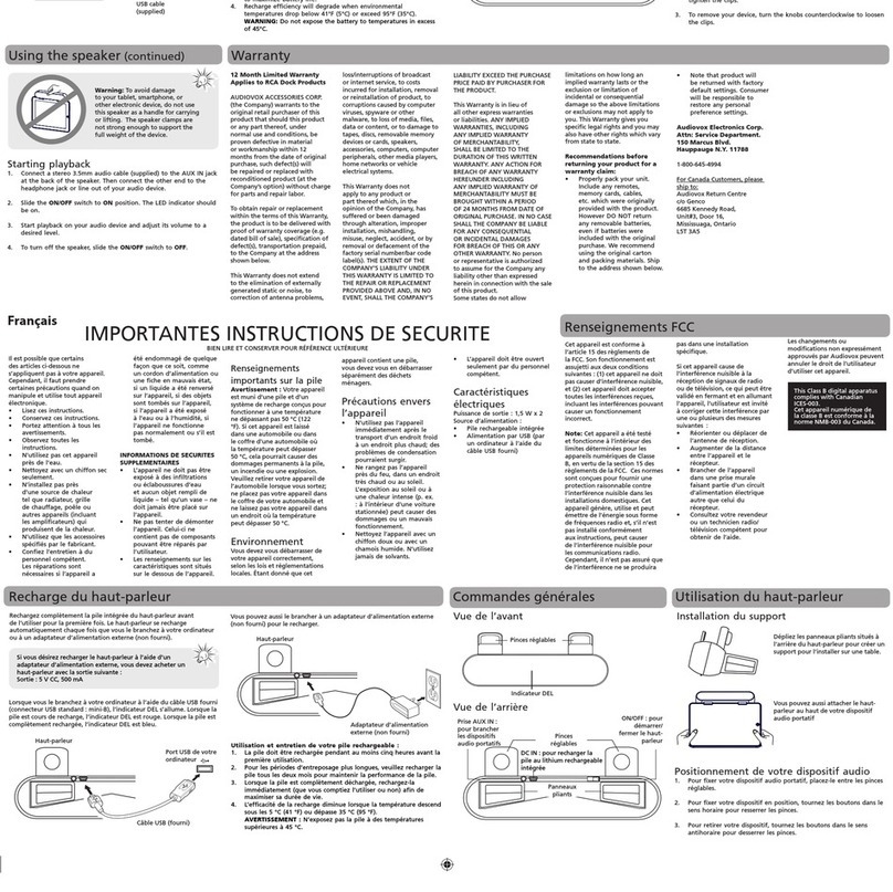 RCA SP10 Manuel utilisateur