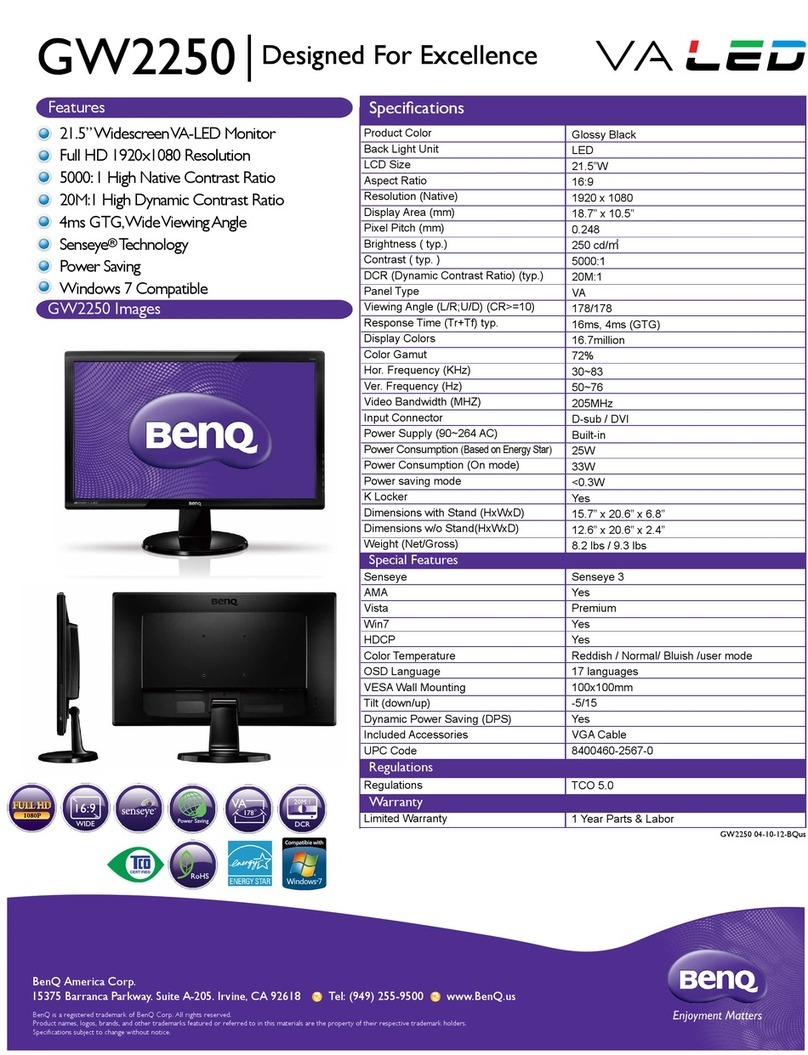 BenQ GW2250 Manuel utilisateur