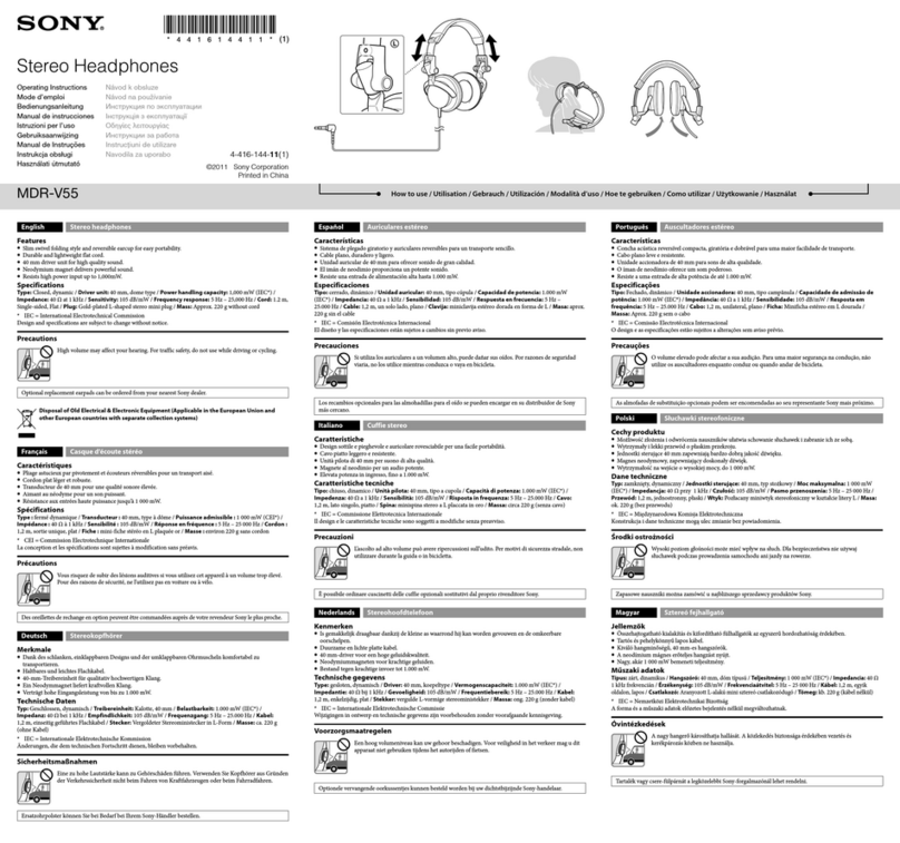 Sony MDR-V55 Manuel utilisateur