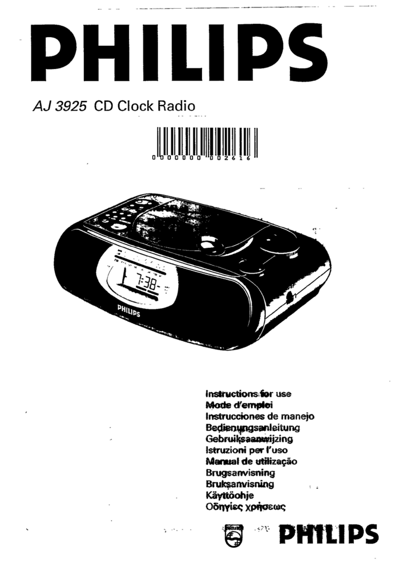 Philips AJ3925 - Cd Clock Radio Manuel utilisateur Philips AJ3925 - Cd Clock Radio Manuel utilisateur