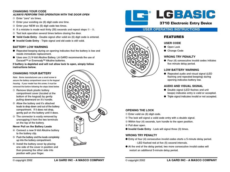 LaGard LGBASIC 3710 Instructions de fonctionnement