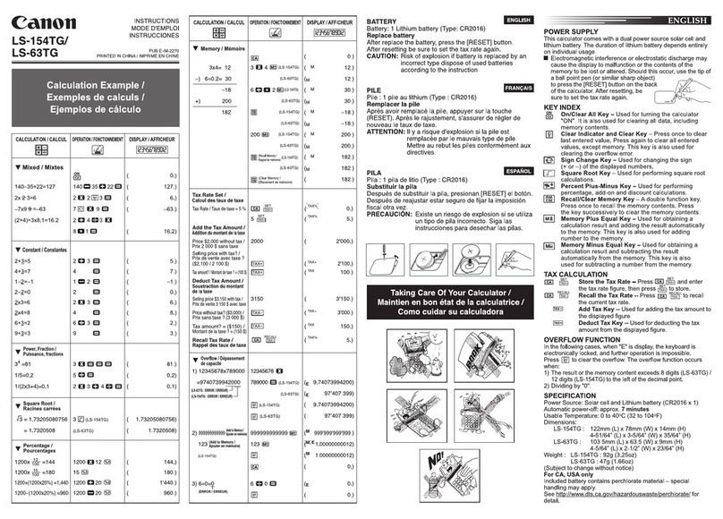 Canon LS-154TG Manuel utilisateur
