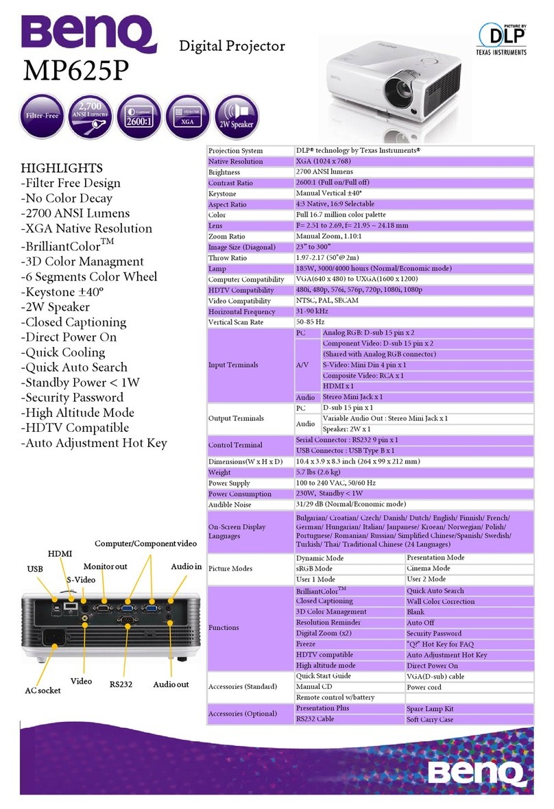 BenQ MP625P Manuel utilisateur