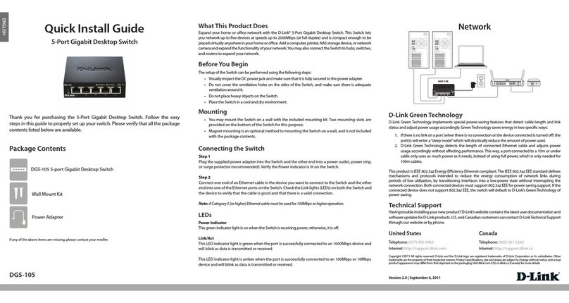 D-Link DGS-105 - Switch Manuel utilisateur D-Link DGS-105 - Switch Manuel utilisateur