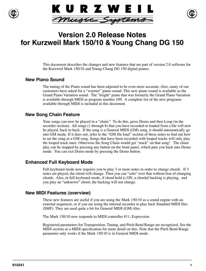Kurzweil DG 150 RELEASE NOTES Mode d’emploi Kurzweil DG 150 RELEASE NOTES Mode d’emploi