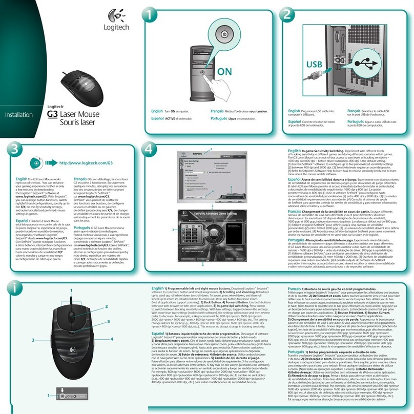 Logitech 931691-0403 - G3 Laser Mouse Manuel utilisateur Logitech 931691-0403 - G3 Laser Mouse Manuel utilisateur