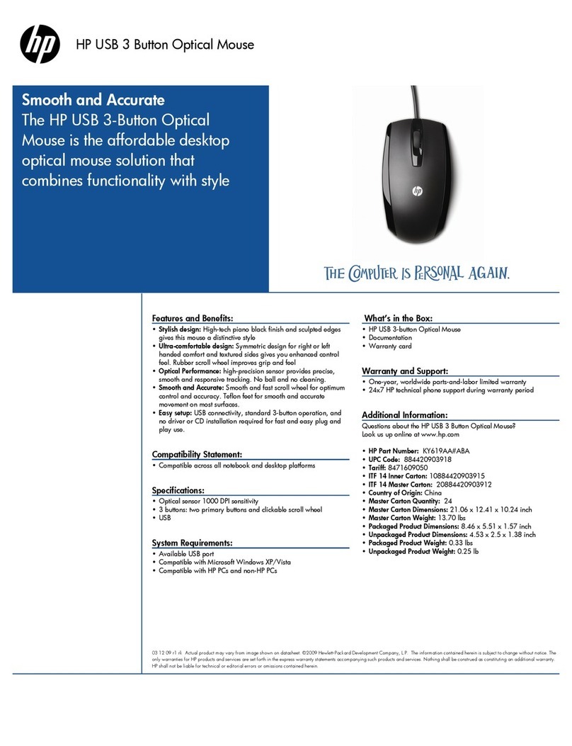 HP KY619AA - USB 3 Button Optical Mouse Manuel utilisateur