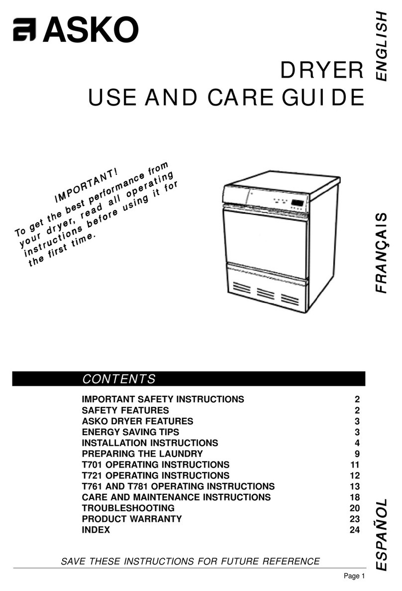 Asko T701 Manuel utilisateur
