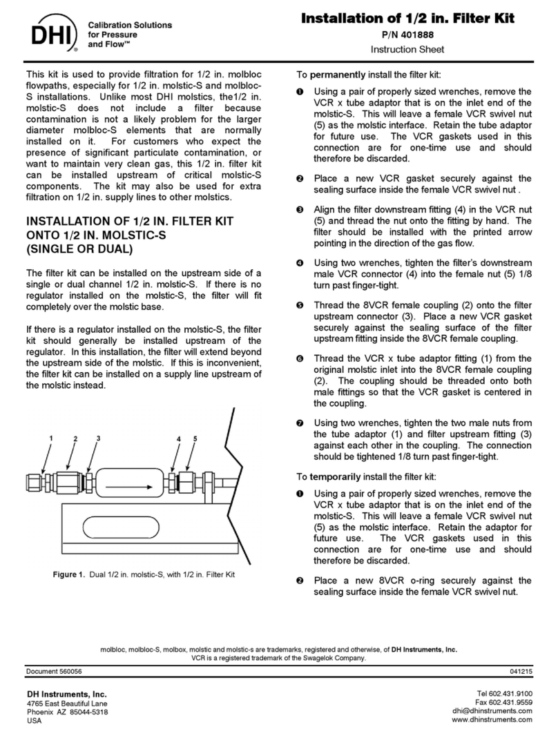 DH Instruments 1-2 IN. FILTER KIT Manuel utilisateur