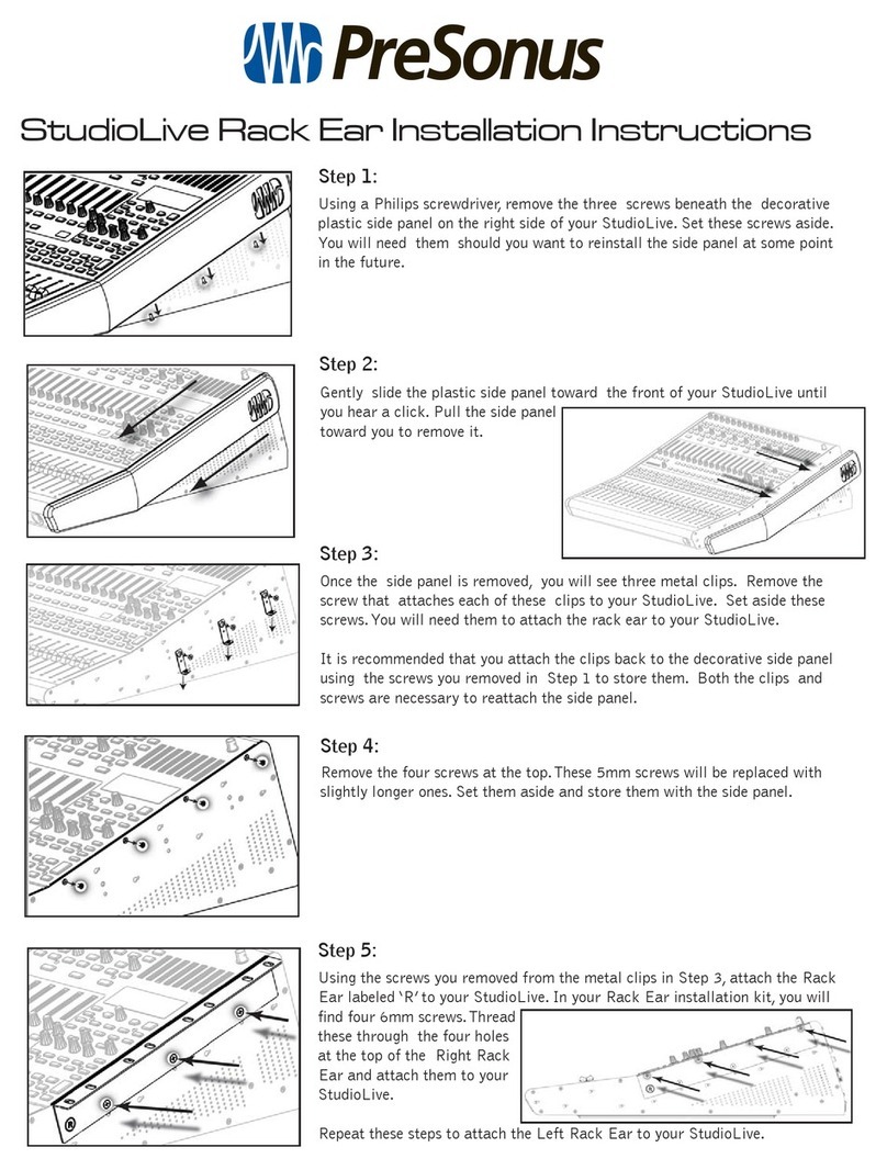 PRESONUS STUDIO LIVE RACK EAR Manuel utilisateur