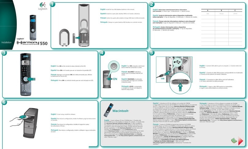 Logitech Harmony 550 - Harmony 550 Universal Remote Manuel utilisateur