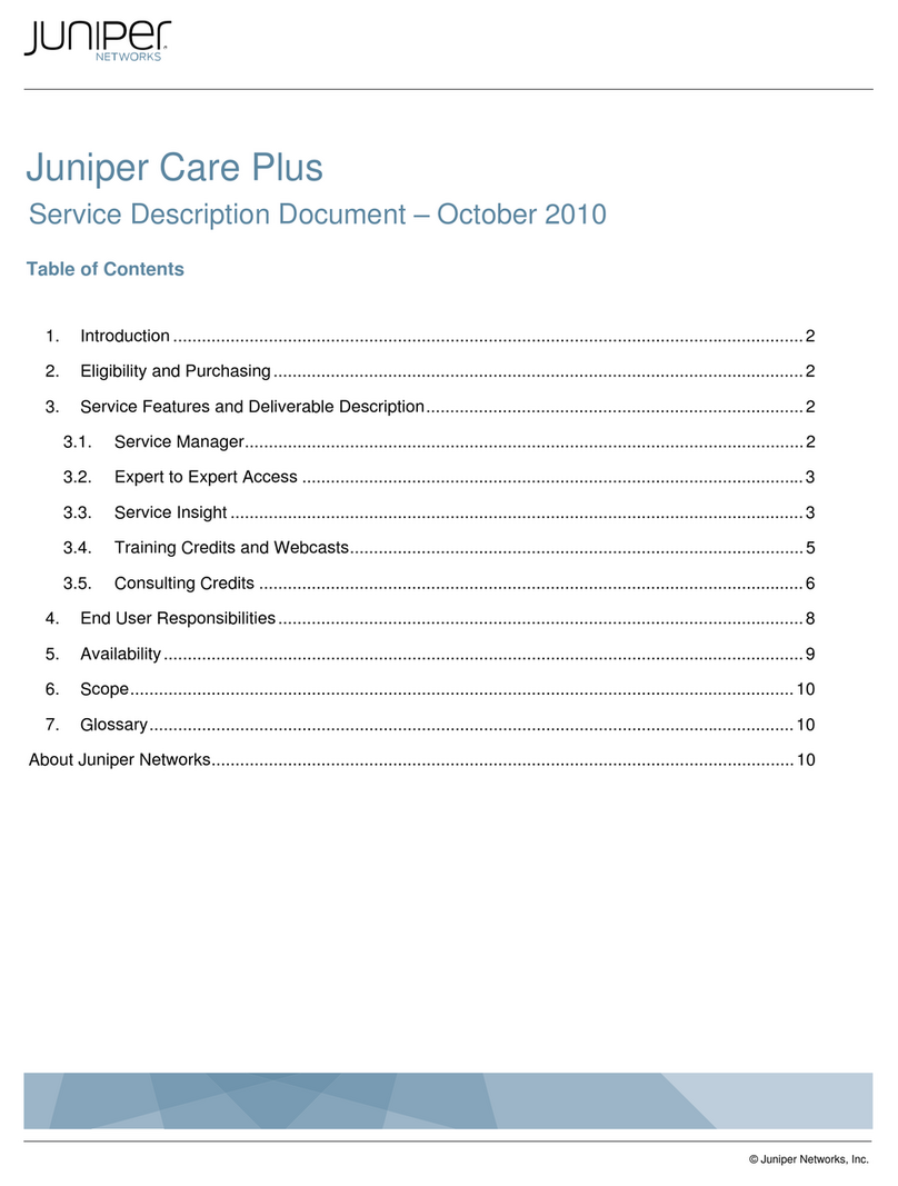 Juniper JUNIPER CARE PLUS - SERVICE DESCRIPTION DOCUMENT... Manuel utilisateur