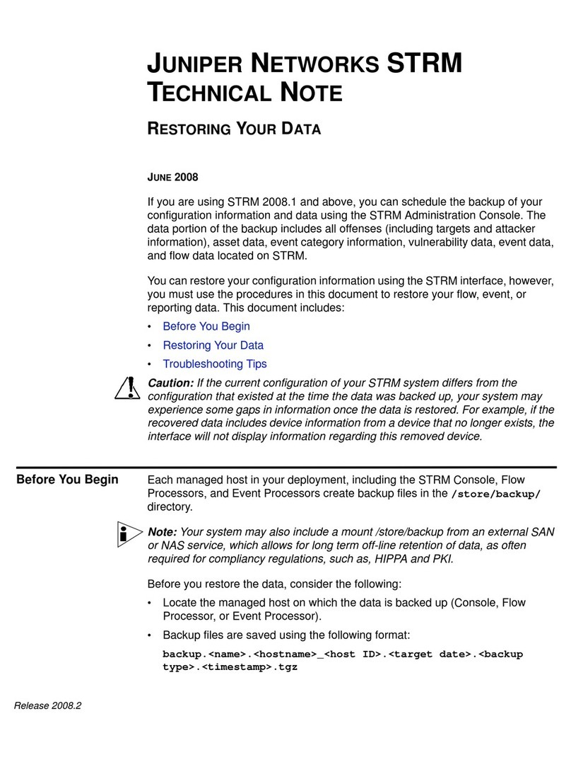 Juniper STRM 2008-2 - TECHNICAL NOTE CHANGING NETWORK SETTING... Instructions de montage