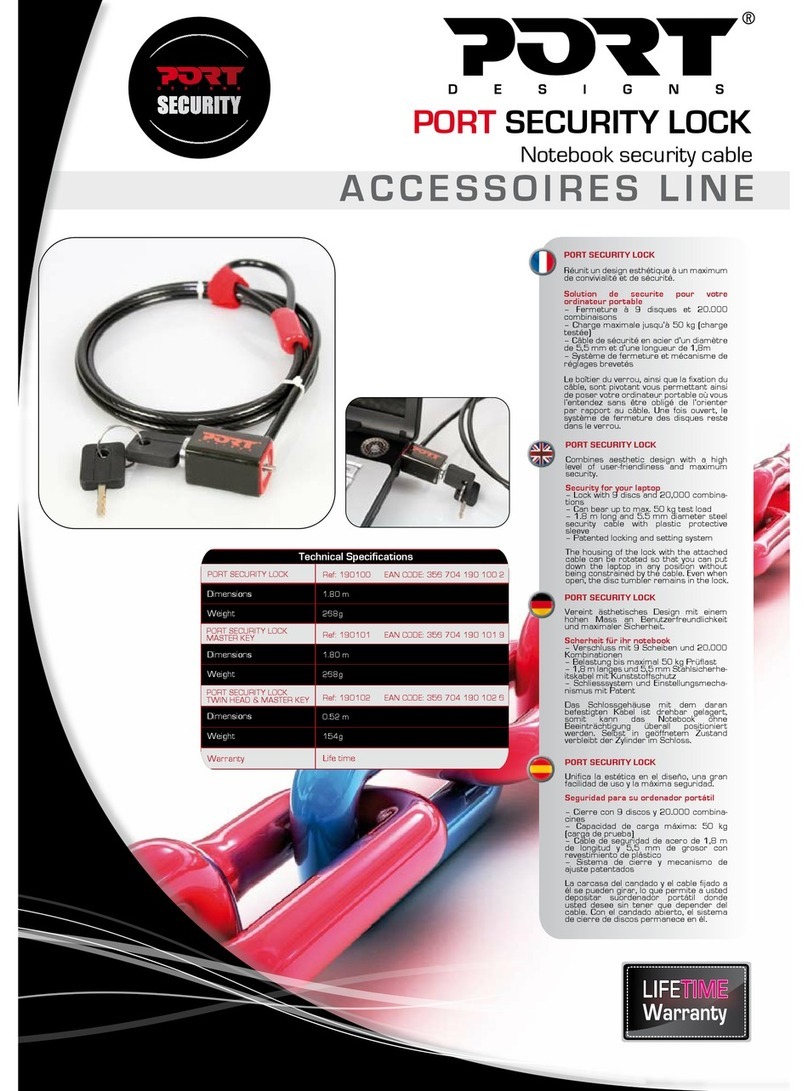 PORT DESIGNS PORT SECURITY CABLE Manuel utilisateur
