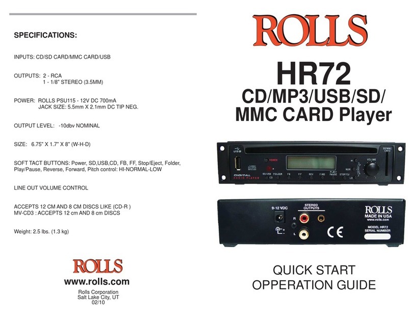 Rolls HR72 - MANUEL 2 Manuel utilisateur