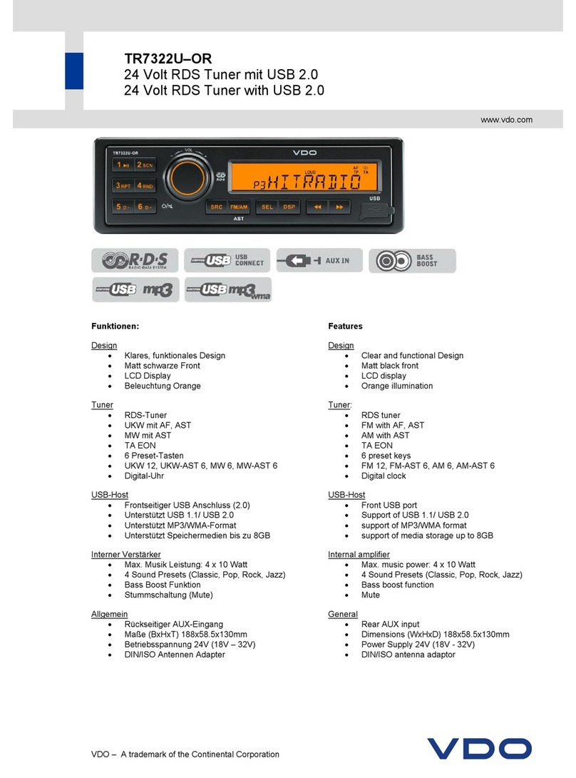 VDO TR 7322U-OR - Manuel utilisateur