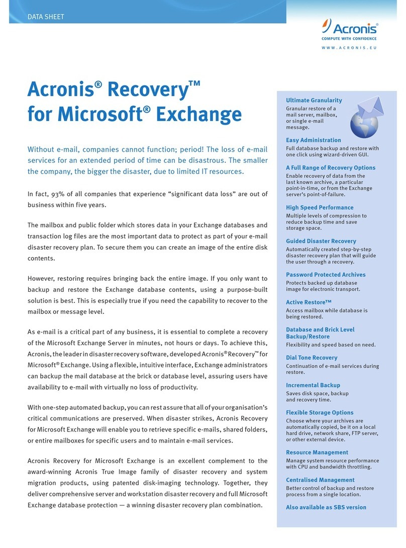 ACRONIS RECOVERY - FOR MICROSOFT EXCHANGE Manuel utilisateur