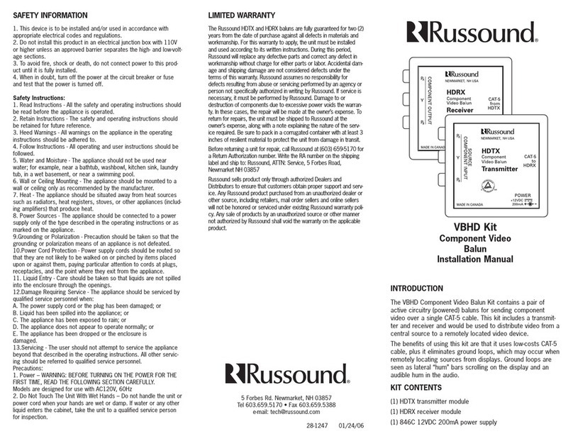 Russound VBHD KIT Manuel utilisateur