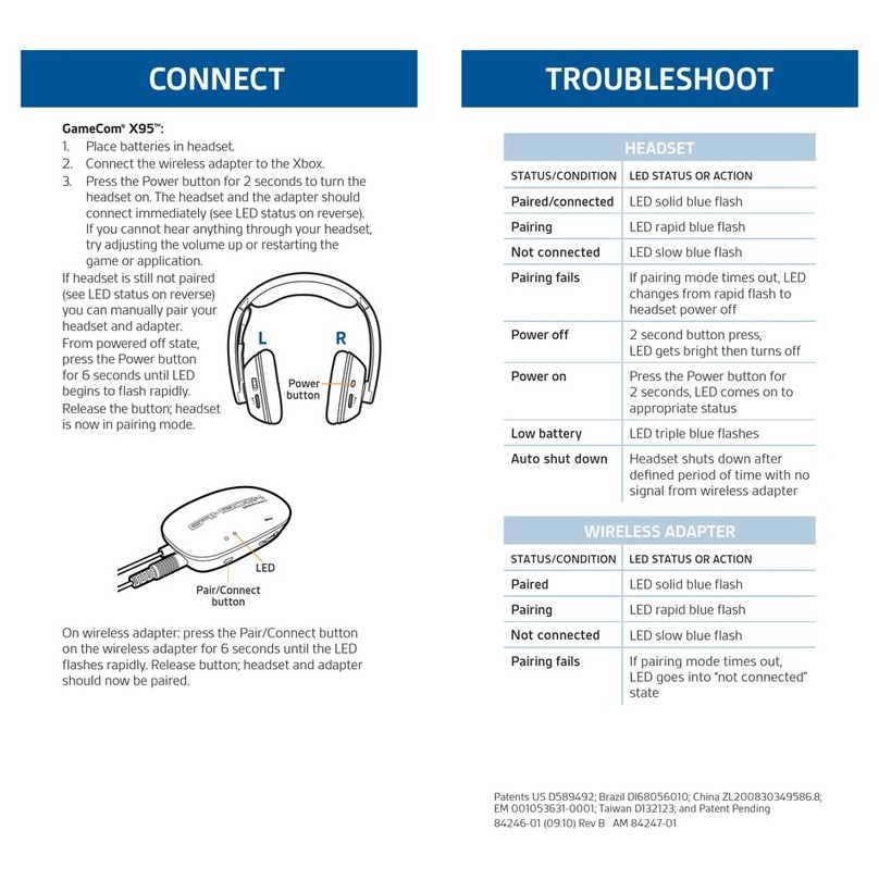 Plantronics GAMECOM X95 - QUICK START GUIDES Manuel utilisateur
