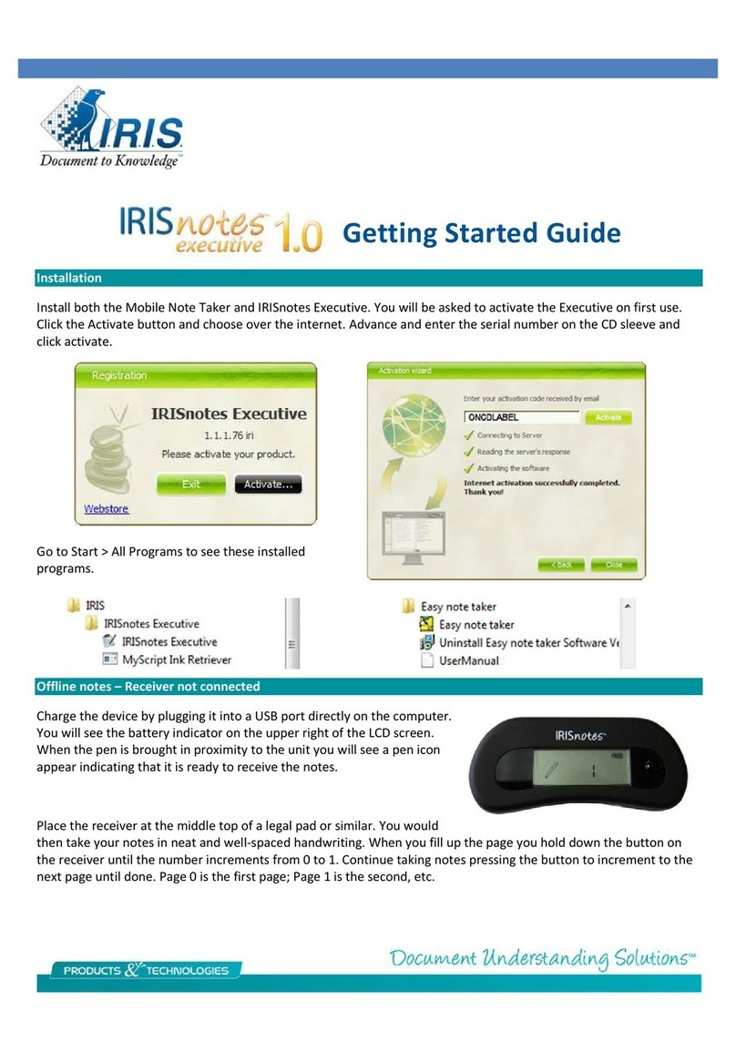 I.R.I.S. IRISNOTES EXECUTIVE 1.0 Manuel utilisateur