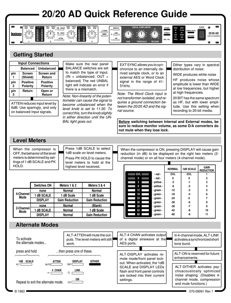 Lexicon 20 -  GUIDE REV 1 Manuel utilisateur