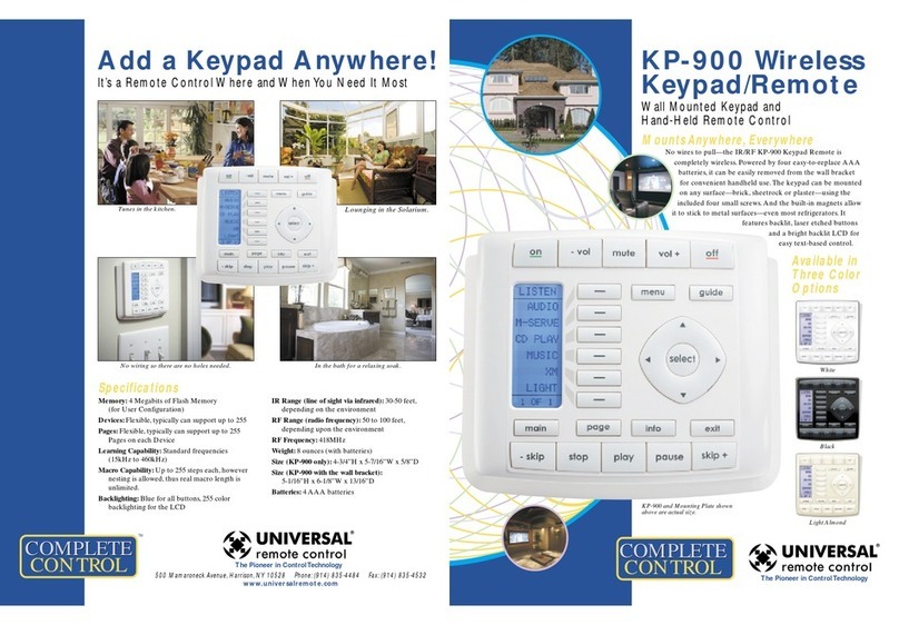 Universal Remote Control Complete Control KP-900 Manuel utilisateur
