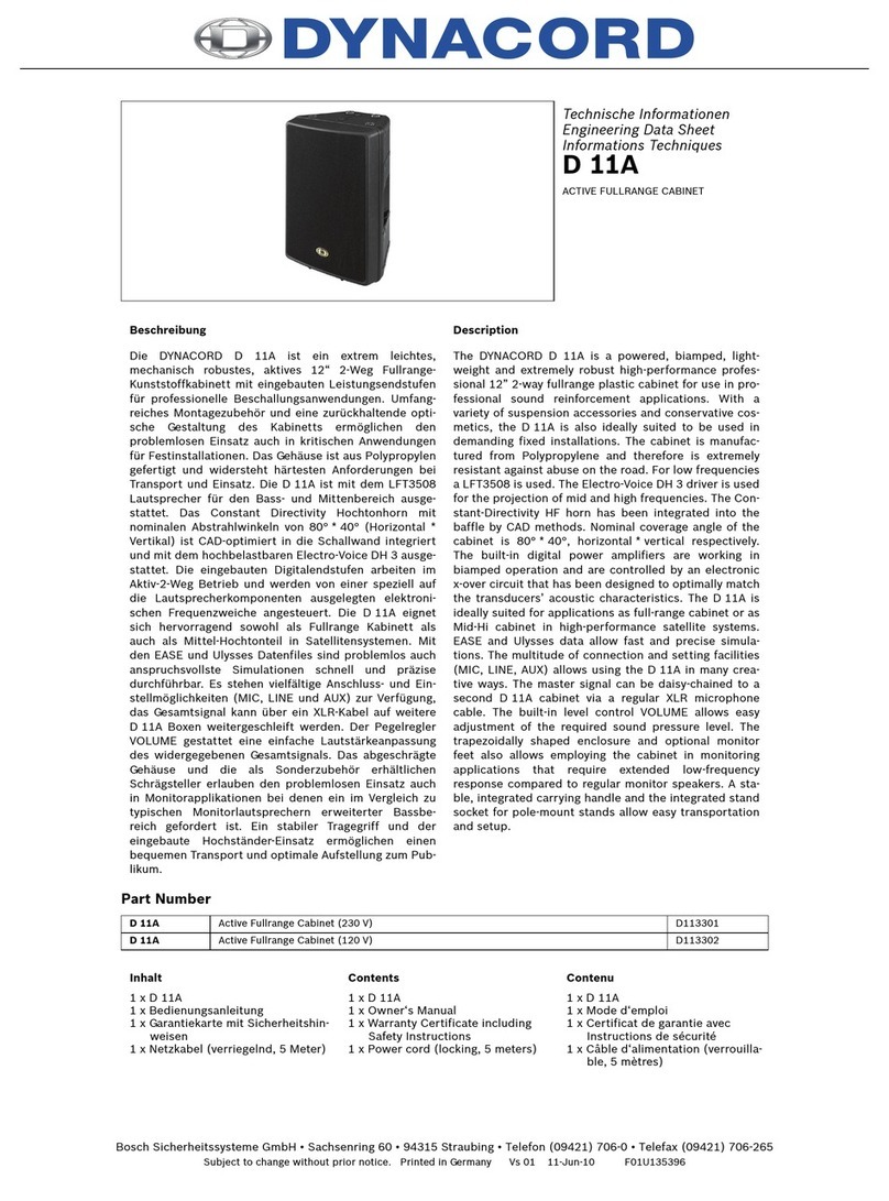 Dynacord D 11A - Manuel utilisateur