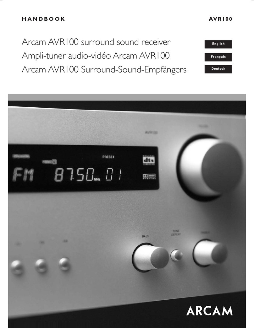 Arcam DiVA AVR100 Manuel utilisateur Arcam DiVA AVR100 Manuel utilisateur