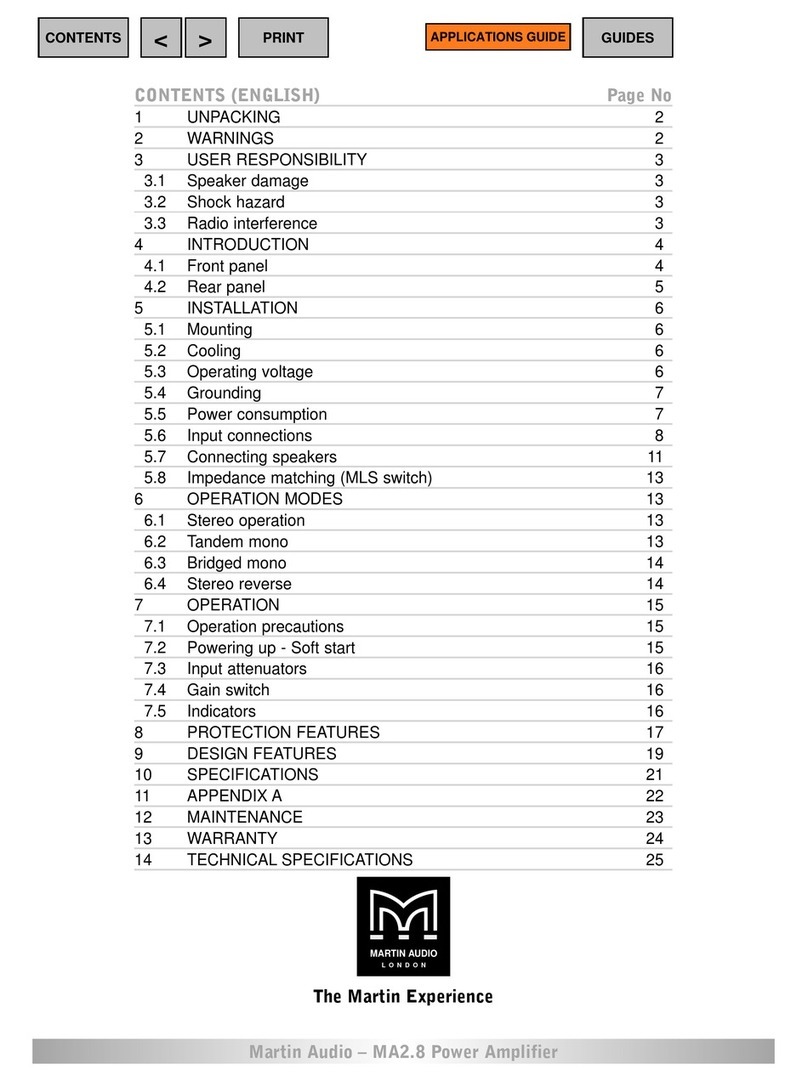 Martin Audio MA2.8 Manuel utilisateur Martin Audio MA2.8 Manuel utilisateur